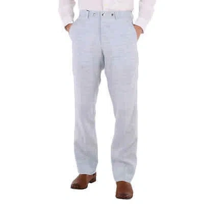 Pre-owned Burberry Men's Light Blue Melange Tailored Trousers In Multicolor