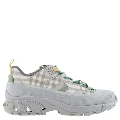 Burberry Men's Light Grey Arthur Check Sneakers ModeSens
