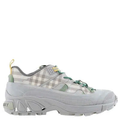 Pre-owned Burberry Men's Light Grey Arthur Check Sneakers In Multicolor
