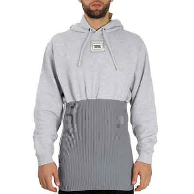 Pre-owned Burberry Men's Light Pebble Grey Reconstructed Cotton Hoodie, Size Large In Multicolor
