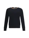 Burberry Crew Neck Knitwear With Distinctive Patterned Collar In Blue