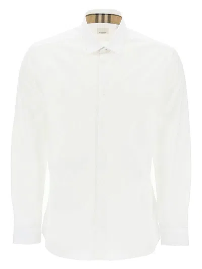 Burberry Men's Logo Cotton Shirt In White