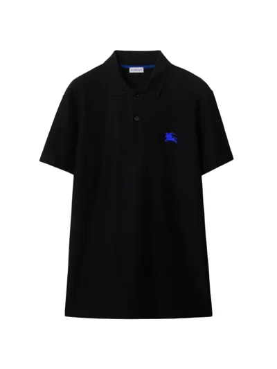 Burberry Men's Logo Cotton Short-sleeve Polo Shirt In Black