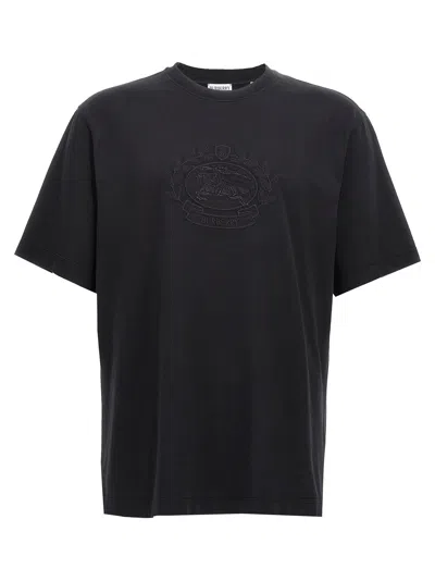 Burberry Men Logo Embroidery T-shirt In Black