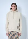 Burberry Men Logo Patch Hooded Sweatshirt In Neutral
