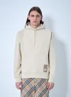 Burberry Men Logo Patch Hooded Sweatshirt In Cream