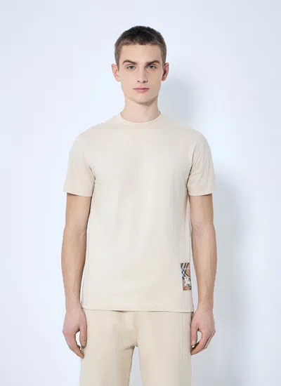 Burberry Men Logo Patch T-shirt In White