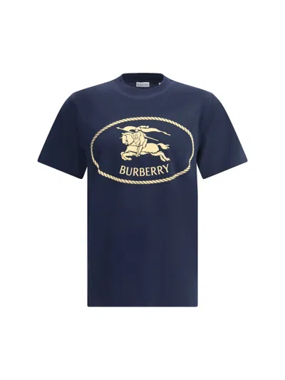 Burberry Men Logoed T-shirt In Blue