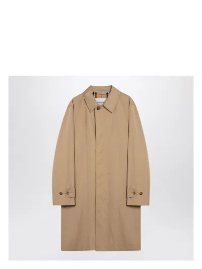 BURBERRY MEN'S LONG BEIGE GABARDINE CAR COAT