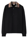 Burberry Mens Black Logo-embroidered Funnel-neck Cotton Sweatshirt In Black