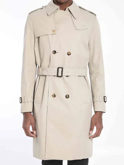 Burberry Men Long Trench Coat In Gray
