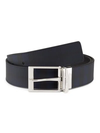 Burberry Men's Louis Pin-buckle Reversible Leather Belt In Black
