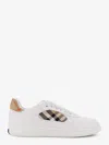 Burberry Men Low-top Leather Sneakers With Check Inserts In White