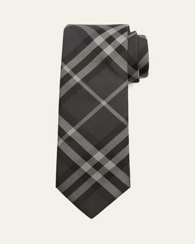 BURBERRY MEN'S MANSTON CHARCOAL CHECK TIE