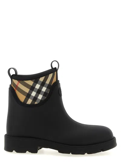 Burberry Marsh Stamp Rubber Ankle Boots In Black