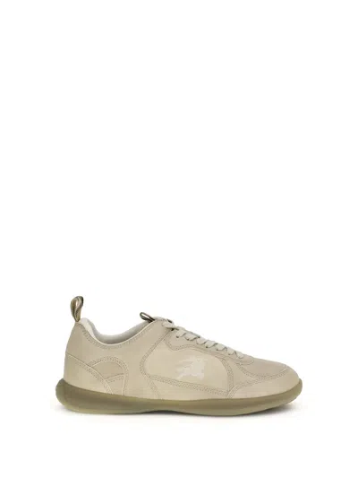Burberry Beige Calf Leather Bos Taurus Athletic Sneakers In Neutral