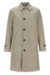 Burberry Long Cotton Double-breasted Coat With Notched Lapel In Gray