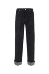 Burberry Denim Trousers With Contrast Stitching And Rolled Cuffs In Blue