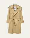 Burberry Men's Mid-length Gabardine Trench Coat In Brown