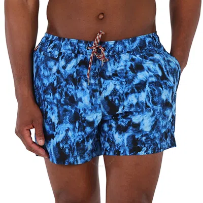 Burberry Men's Midnight Navy Greenford Ripple Print Swim Shorts In Blue