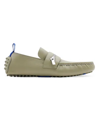 Burberry Leather Motor Low Loafers In Laurel