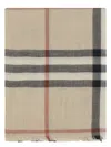 Burberry Check Print Scarf With Fringed Edges In Neutral