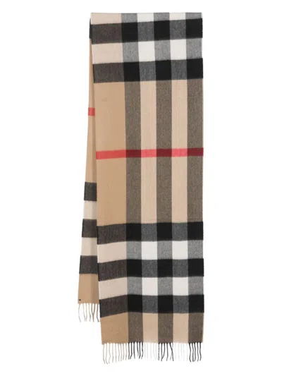 Burberry Luxurious Check Silk Scarf For Women In Tan