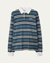 Burberry Long-sleeve Striped Cotton Polo Shirt In Anchor Ip Pattern