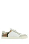 Burberry White And Archive Beige Canvas And Leather Sneakers In Multi