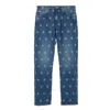 Burberry Men's Muted Navy Straight Fit Polka Dot Jeans In Blue