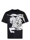 Burberry Black T-shirt With Contrasting Equestrian Knight Print In Cotton Man In Black