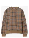 Burberry Check Pattern Sweatshirt With Embroidered Logo In Nut