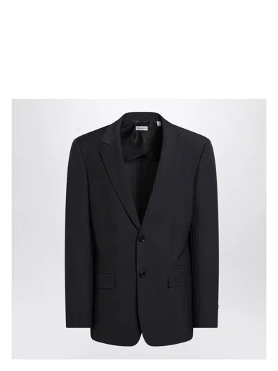 Burberry Men's Navy Wool Blend Jacket In Blue