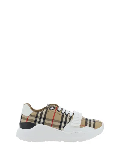 Burberry Leather And Fabric Low-top Sneakers In Multi