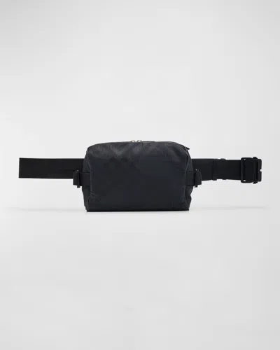Burberry Men's Nylon Check Belt Bag In Black