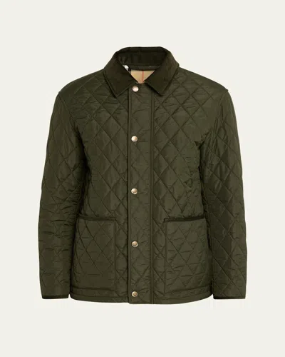 BURBERRY MEN'S NYLON QUILTED SNAP-FRONT CHORE JACKET