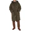 BURBERRY BURBERRY MEN'S OLIVE GREEN DETACHABLE HOOD QUILTED RAMIE COTTON PARKA