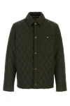 Burberry Green Quilted Jacket With Classic Collar In Tech Fabric Man In Green