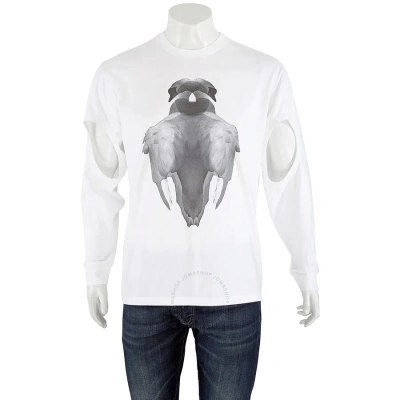 Burberry Men's Optic White Swan Print Cut-out T-shirt