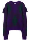Burberry Wool Sweater With Jacquard Processing In Blue