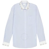BURBERRY BURBERRY MEN'S PALE BLUE CAMBERWELL CLASSIC FIT EMBELLISHED PINSTRIPED COTTON SHIRT