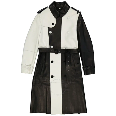 Burberry Men's Panelled Plonge Leather Double-breasted Trench Coat In Black