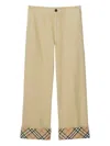 Burberry Classic Straight-leg Pants With Distinctive Check Cuffs In Neutral