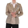 BURBERRY BURBERRY MEN'S PECAN MELANGE CRYSTAL EMBROIDERED WOOL-BLEND COAT