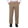 BURBERRY BURBERRY MEN'S PECAN MELANGE ENGLISH FIT CRYSTAL EMBROIDERED TECHNICAL LINEN TROUSERS