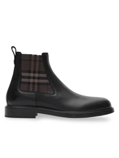 Burberry Men's Pembroke Leather Boots In Black