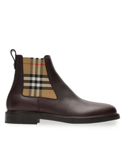 Burberry Leather Pembroke Boots In Brown
