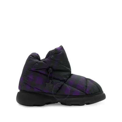BURBERRY BURBERRY MEN'S PILLOW CHECK-PATTERN PADDED ANKLE BOOTS