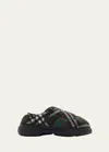 Burberry Men Check Nylon-blend Pillow Mule In Snug Check