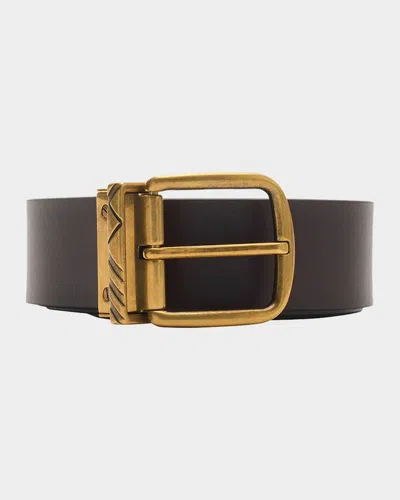 Burberry Reversible-check Buckle Belt In Black